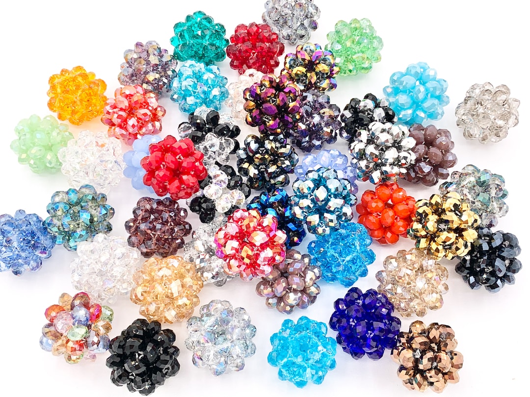 30mm/1.18 Inches Crystal Cluster Hand Weaved Balls Shiny Sparkly ...