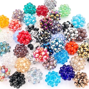 30mm/1.18 inches Crystal Hand Weaved Balls Shiny Sparkly Crystal Rondelle Tied Round Balls By Piece 47 Colors Available