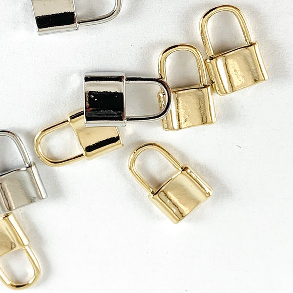 Real Gold 18K Plated Lock Charms Over Brass