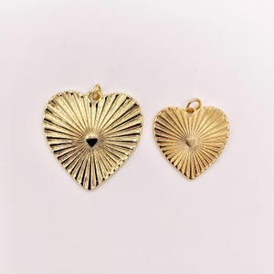 Large Heart Charms Real 18K Gold Plated Heart Pendant Over Brass