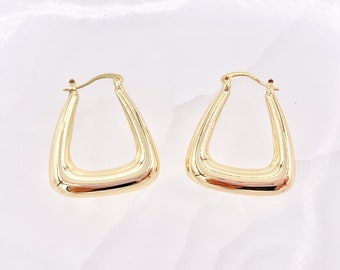 Trapezoid Triangular Geometric Statement Latch Back Earrings in 18K Gold plated Copper