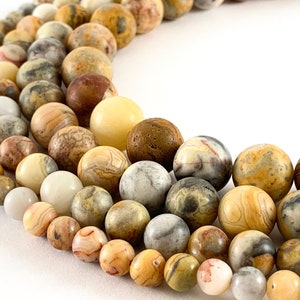 Matte Crazy Lace Agate Round Smooth Natural Gemstone Beads