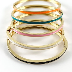 18K Gold Plated Enamel Copper Push Bracelet Cuffs/ Bangles