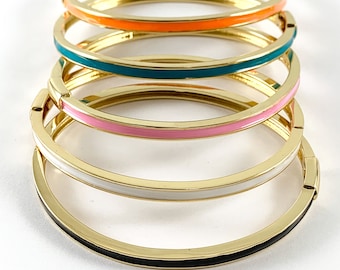 18K Gold Plated Enamel Copper Push Bracelet Cuffs/ Bangles