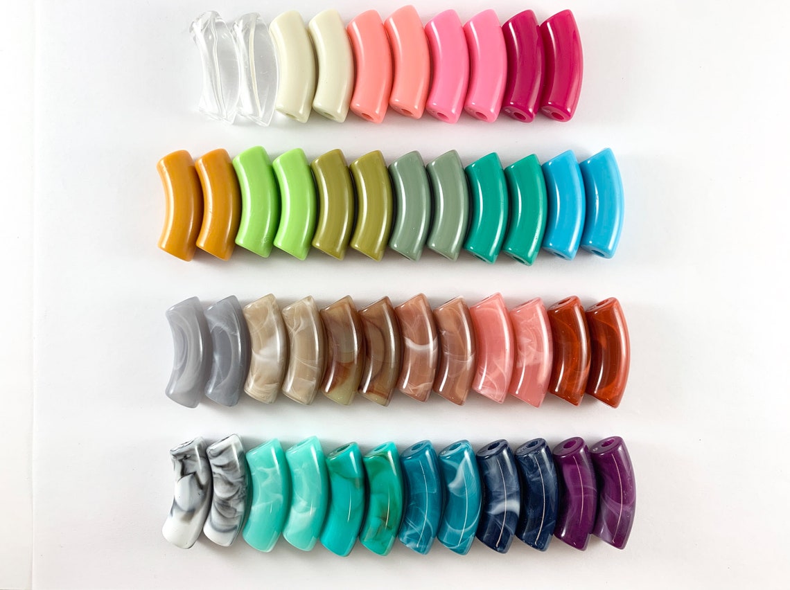 Acrylic Curved Tube Beads for Bracelet Making 46 Colors Etsy