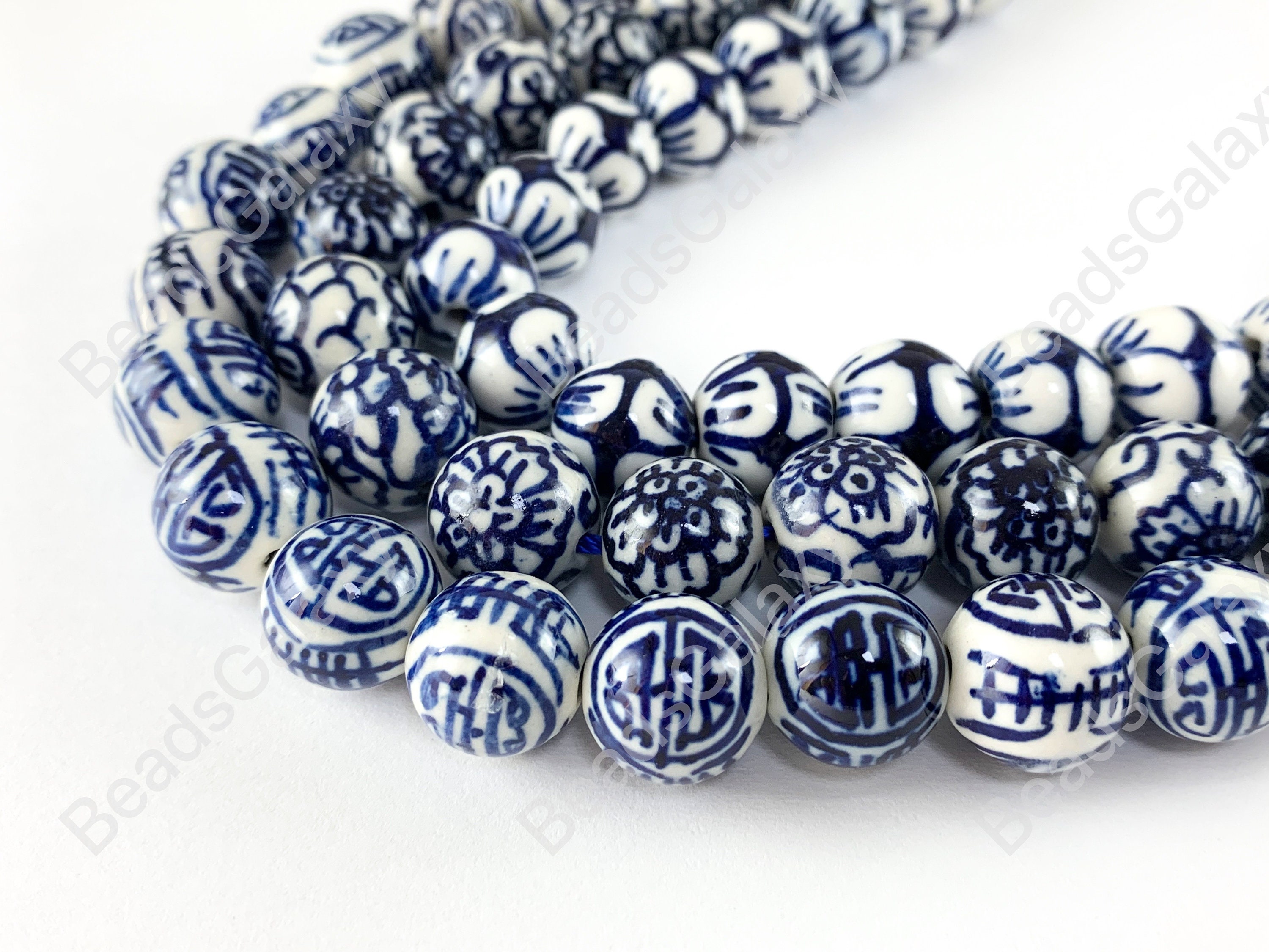 Antique Chinese translucent bubbly blue“Peking Glass” beads.9-10mm