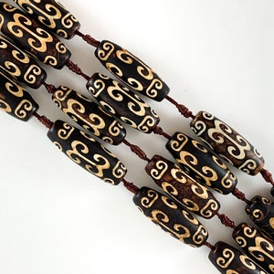 Tibetan Dzi Agate Barrel/Drum Shape Dark Brown/Black Natural Agate Beads 15" (Size Vary Each Beads!!!)