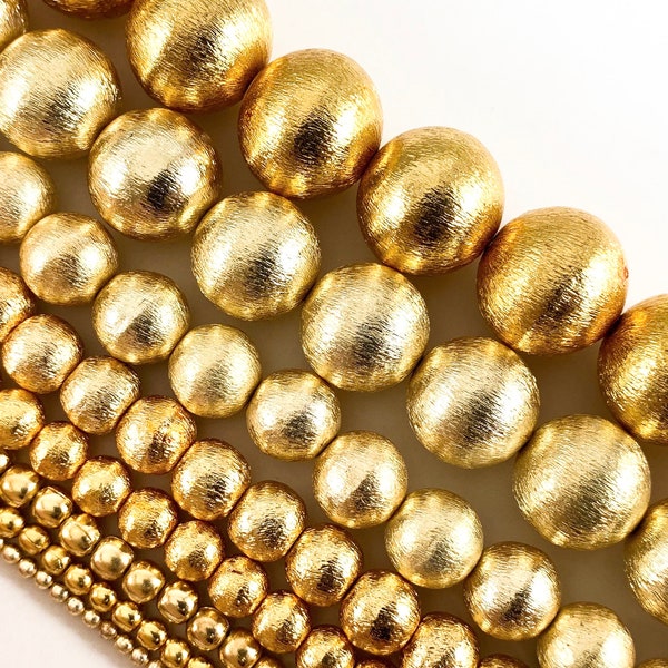 Brushed / Smooth Gold Plated Copper Round Beads