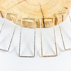 Rectangle Etched Pendant Real 18K Gold/Platinum Plated Over Brass