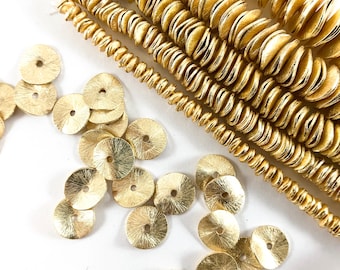 Brushed Gold Plated Copper Wavy Discs