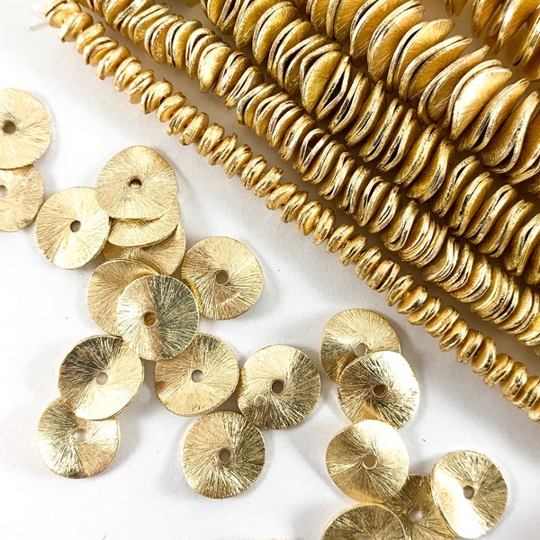 Brushed Gold Plated Copper Wavy Discs