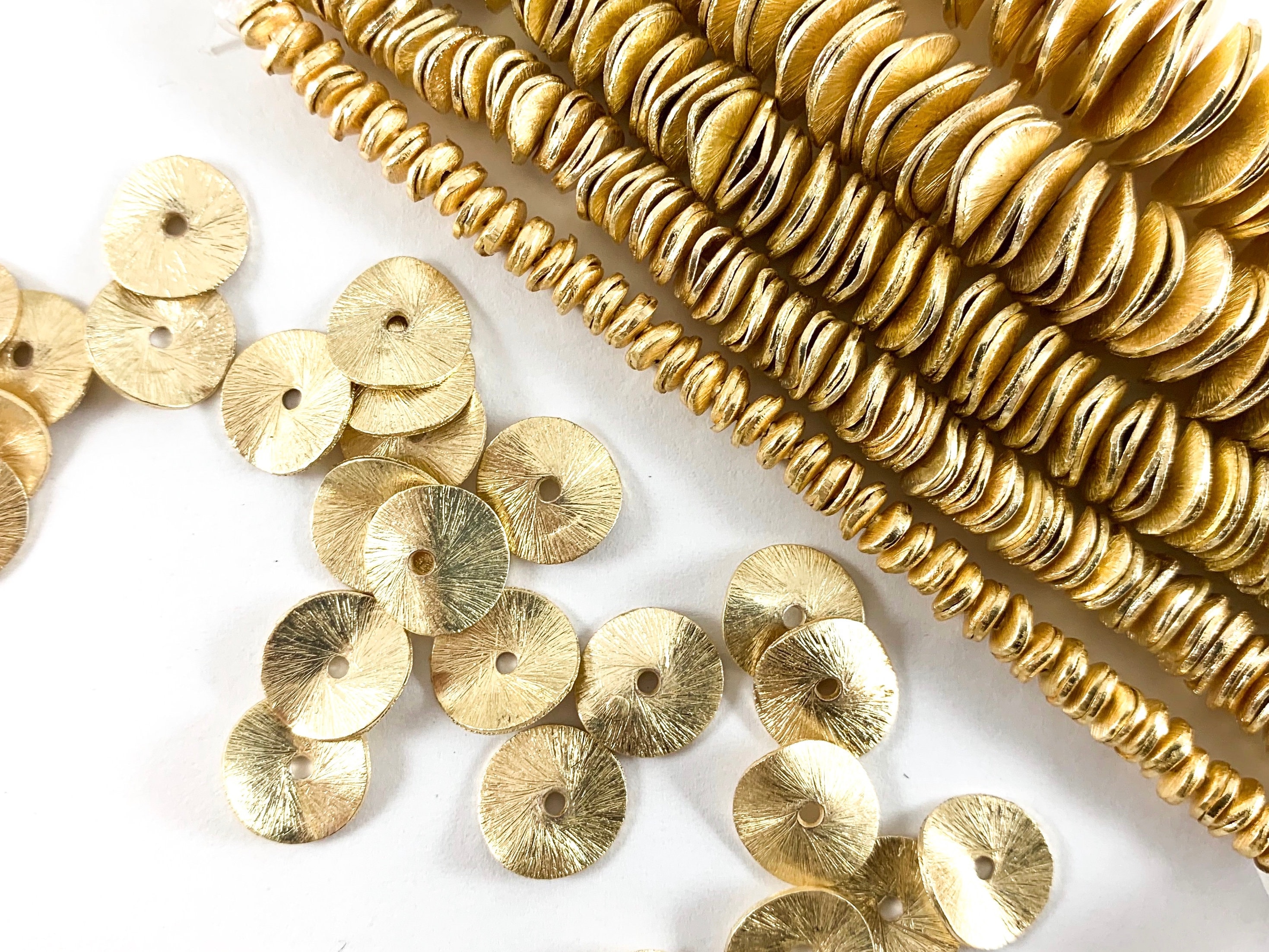 Brushed Gold Plated Copper Wavy Discs