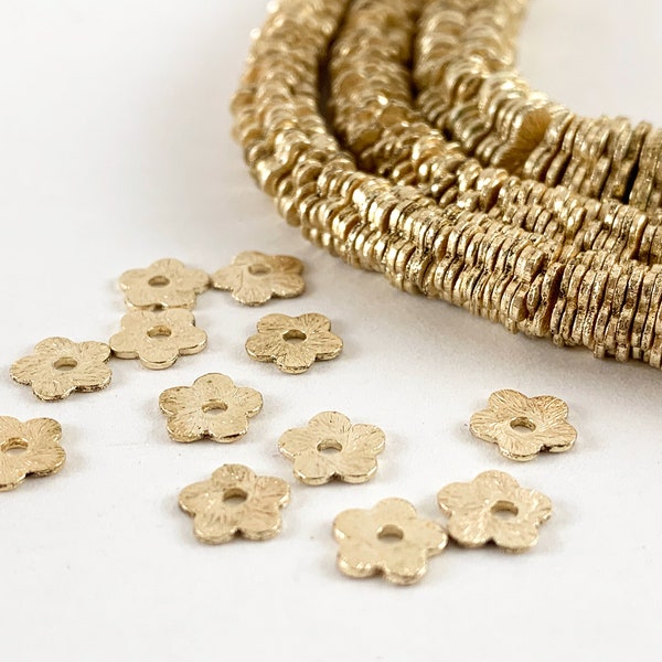 Real Gold Plated Copper Flat Flower Shape Disc Beads Around 4"