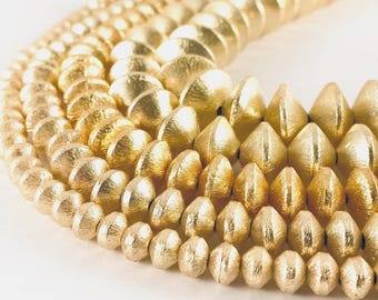 Brushed Lighter Gold Plated Copper Rondelle Saucer Beads