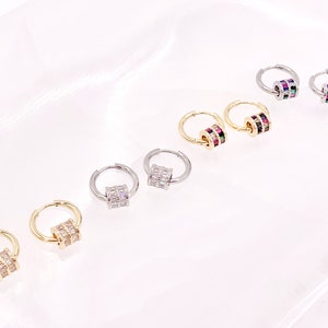 Trendsetting Gorgeous Cubic Zirconia Barrel Beads Large Hole Bead Dangle Earring Huggies in 18K Gold/Silver Plated Copper