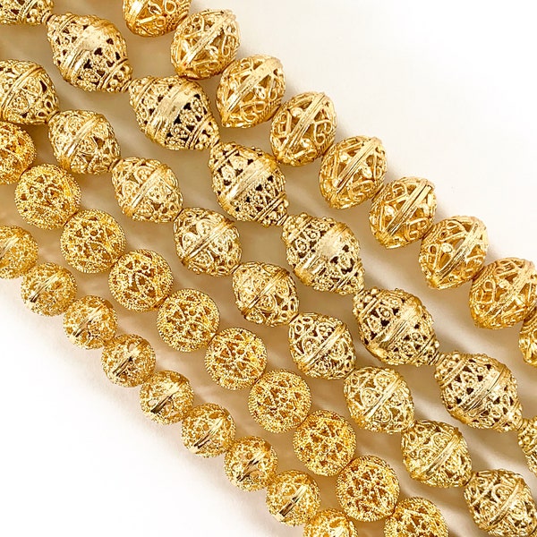 Real Gold Plated Copper Filigree Beads