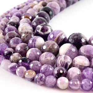 Dog Teeth Amethyst Round Shiny Faceted Natural Gemstone Beads 15"- 16"