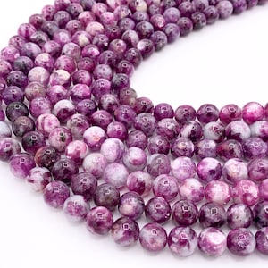 Grade AAA Lepidolite Round Smooth Shiny Natural Purple Gemstone Beads 15&quot;-16&quot; 6mm, 7-8mm, 8-9mm, 9-10mm