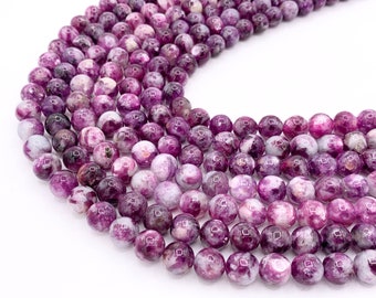 Grade AAA Lepidolite Round Smooth Shiny Natural Purple Gemstone Beads 15"-16" 6mm, 7-8mm, 8-9mm, 9-10mm