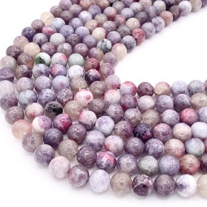 Siberite Tourmaline Round Smooth Shiny Natural Purple Gemstone Beads 15&quot; 6mm 7mm 8mm 9mm 10-11mm