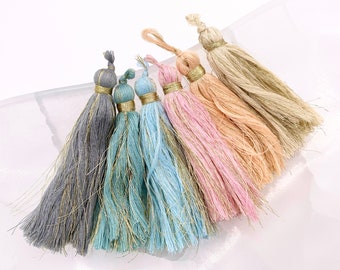 3.5 inches Silk Tassel Beautiful Handmade Tassel Mala Tassel in Cream, Gray, Pink, Peach, Blue, Green