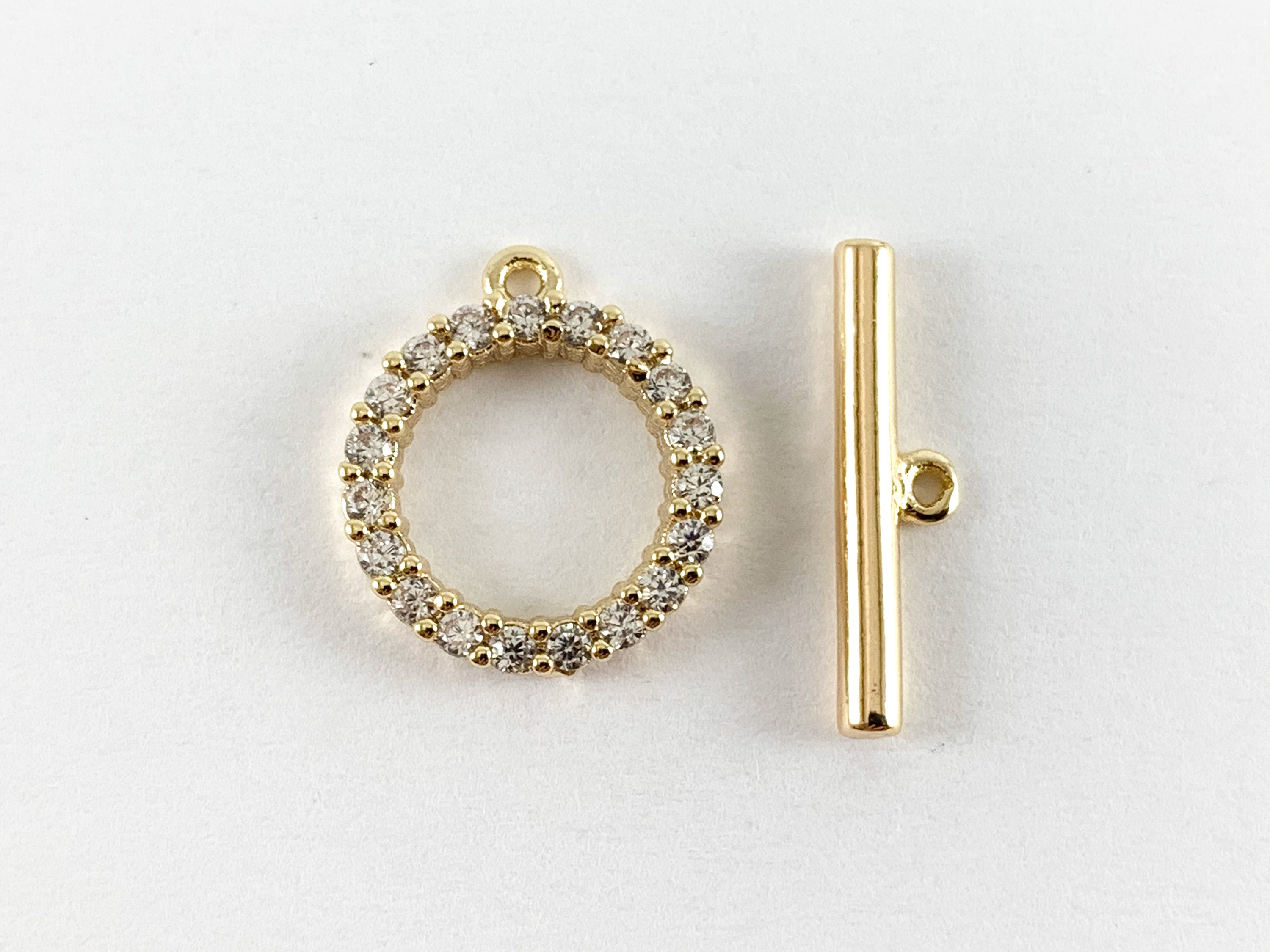 18k gold plated CZ micro pave circle clasp for jewelrymaking 10x18mm 18k gold plated CZ micro pave circle clasp for jewelrymaking 10x18mm