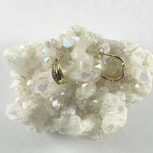 Real Gold 18K Plated Dainty CZ Pave Crescent Hoops
