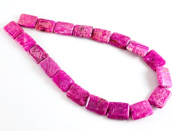 Dyed Hot Pink Crazy Lace Agate Natural Stone in Rectangle, Square