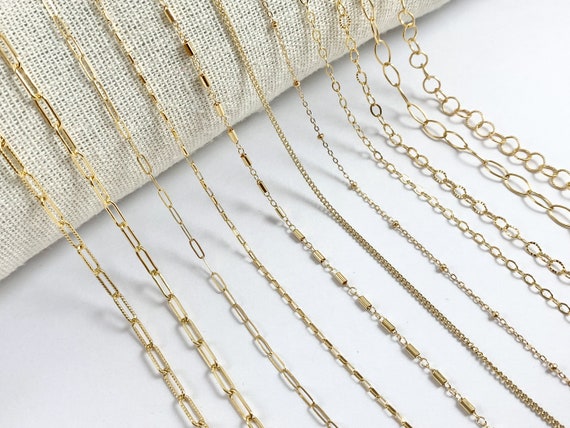 33 Feet Bulk 14K Gold Plated Chains for Jewelry Making Kit