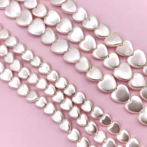 6mm & 8mm Shell Pearl Heart Shape Mother of Pearl White Heart Beads (NOT Freshwater Pearl) Around 15-16"