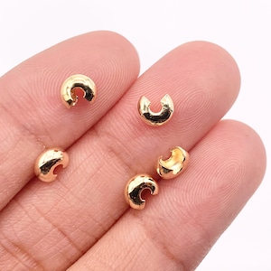 18K Gold Plated Crimp Bead Covers Component for Jewelry