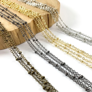 Dainty Nugget Satellite Chain By The Foot/Yard in Gunmetal, Silver, Bronze, Gold