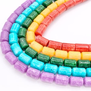 8x12mm Beautiful Dyed Jade Smooth Tube Beads | Multicolor Dyed Jade Imitation Stone Beads Around 15&quot; | Price Per Strand