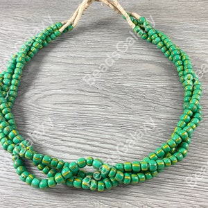 Handmade Green Sankas Glass Beads From Ghana Africa