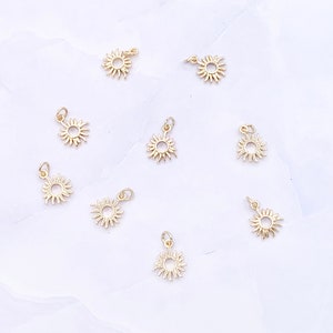 Tiny Cute Sunburst Sun Burst Charms plated in 18K Gold Copper Base