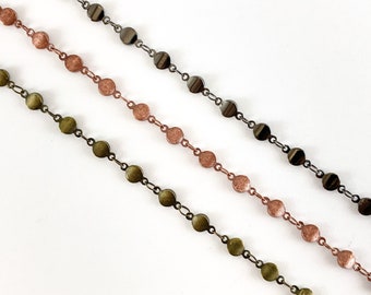 Coin Chain By The Foot/Yard in Gunmetal, Copper and Bronze Color For Necklaces Bracelets Making