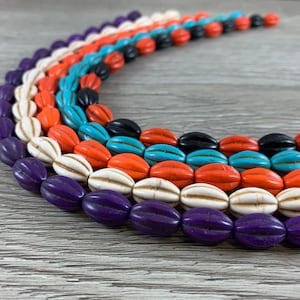 10x15mm Long Pumpkin Fall Halloween Howlite Beads 15&quot;