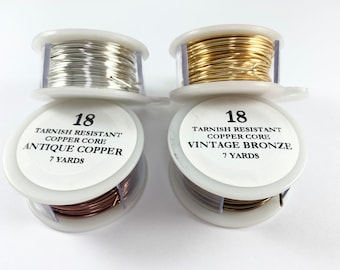 18 GAUGE Tarnish Resistant Silver Plated Wrapping Craft Wire Artistic Wire Copper Core in Bronze Copper Silver Gold Proudly made in the USA!