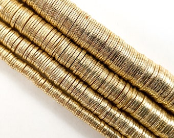 Brushed Gold Plated Copper Flat Disc Beads
