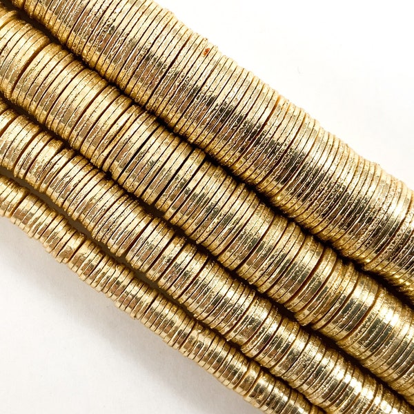Brushed Gold Plated Copper Flat Disc Beads