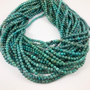 Guaranteed 100% Genuine Natural Turquoise 4mm Round Beads Natural Mineral Authentic Gemstone Beads Around 15-16&quot; *See Description for detail