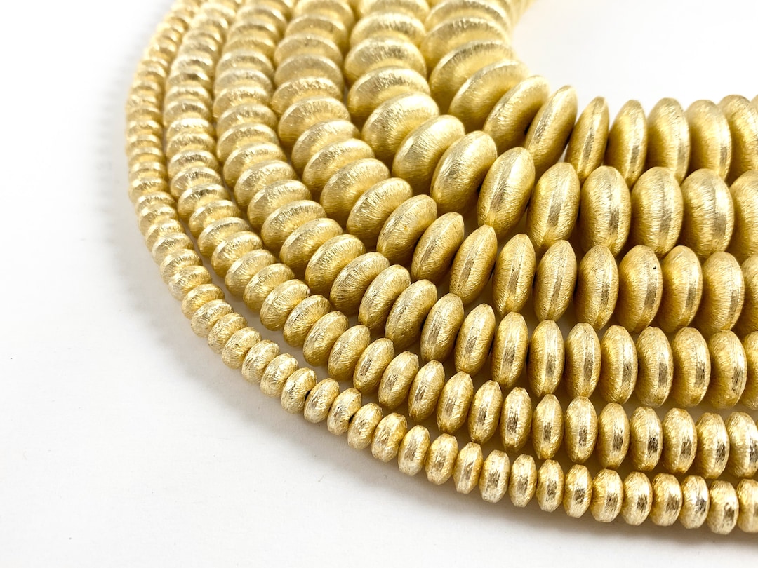 Brushed Gold Plated Copper Rondelle Saucer Beads India Handmade Beads ...
