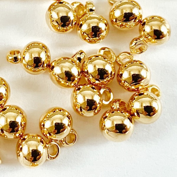 Real 18K Gold Plated Ball Charms Over Brass