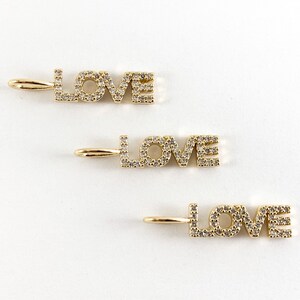 18K Gold/Silver Plated Copper CZ Pave &quot;LOVE&quot; Charm