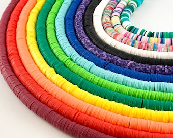 8mm Vinyl Heishi/ Polymer Clay Heishi Disc Beads 15&quot;-16&quot;  51 Colors Available!!