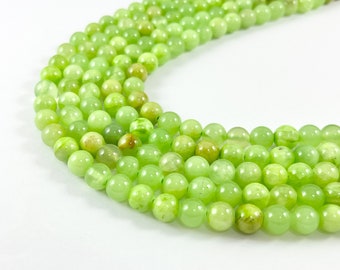 Natural Green Calcite Beads Bright Neon Green Round Shiny Polished Smooth Natural Stone Beads 6mm 8mm 10mm 12mm Around 14-15"