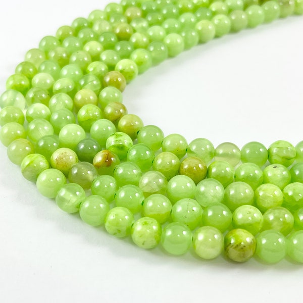 Natural Green Calcite Beads Bright Neon Green Round Shiny Polished Smooth Natural Stone Beads 6mm 8mm 10mm 12mm Around 14-15"