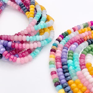 5x8mm Beautiful Mixed Color Quartz Smooth Rondelle Beads | Multicolor Dyed Jade, Jasper And Quartz Beads Natural Stone Beads Around 15&quot;