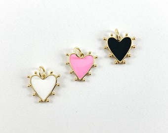 Real Gold 18K Plated Enamel Cute Heart Charm Over Copper - Etsy