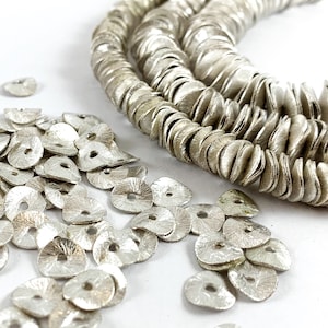 Brushed Silver Plated Copper Wavy Discs